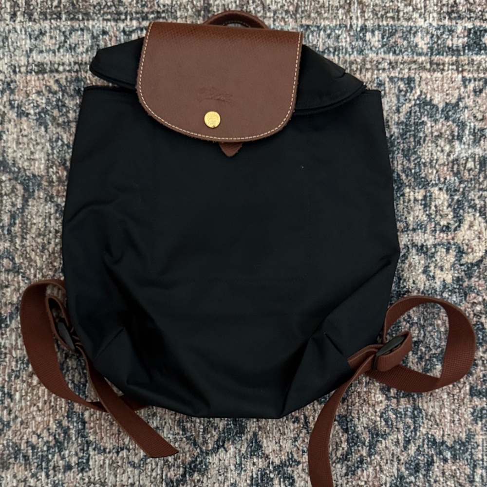 Longchamp Black and Brown Backpack